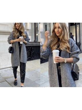 ZARA Charcoal Oversized Cardigan Size S